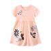 Tosmy Girls Clothes Toddler s Short Sleeve Dress Butterfly Floral Cartoon Appliques A Line Flared Skater Dress Cotton Dress Outfit Party Dresses