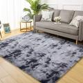 Shag Area Rug 8x10 Ultra Soft Shaggy Rug Fluffy Shag Rug Tie-Dyed Thick Plush Area Rug for Living Room Dark Grey Fuzzy Rug Non-Shedding Furry Rug for Bedroom Kids Room Nursery Dark Grey