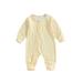 Newborn Baby Girl Fall Outfits Dainty Daisy Print Jumpsuit Long Sleeve Round Neck Zipper Full Length Romper