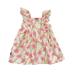 Tosmy Toddler Girls Clothes Floral Dress Ruffles Flutter Sleeves Casual Summer Sundress For 1 To 9Y Party Dresses