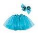 Kids Girls Party Dance Ballet Splice Star Sequin Tulle Skirt+Bow Hairpin Baby Denim Jumper Jean Dress for Toddler Girls