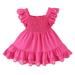 Tosmy Toddler Girls Clothes Fly Sleeve Solid Color Lace Ruffles Princess Dress Dance Party Dresses Clothes Party Dresses