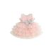 Gwiyeopda Kids Girls Sleeveless Bow Mesh Tulle Tutu Princess Dress Wedding Birthday Party Evening Prom Dress