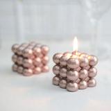 BalsaCircle 2 Rose Gold Unscented Paraffin Wax Candles Bubble Cube Wedding Centerpieces Party Events Decorations