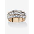 Women's 1.68 Tcw Round Cubic Zirconia Triple Row Ring In Gold-Plated by PalmBeach Jewelry in Gold (Size 6)