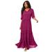 Plus Size Women's Lace Crinkle Maxi Dress by Roaman's in Berry Twist Lace (Size 18/20)