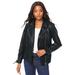 Plus Size Women's Faux Leather Moto Jacket by Roaman's in Black (Size 14 W)
