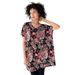 Plus Size Women's Oversized Tunic by ellos in Black Floral Print (Size 2X)