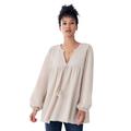 Plus Size Women's Keyhole Tiered Textured Knit Tunic by ellos in Stone (Size 22/24)