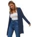 Plus Size Women's Long Boyfriend Cardigan With Tortoise Buttons by ellos in Navy (Size 10/12)