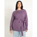 Plus Size Women's Relaxed Tunic Sweater With Belt by ELOQUII in Purple (Size 14/16)