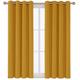 APEX FURNISHINGS Blackout Curtains For Living Room Décor, Insulated Thermal Curtains For Bedroom, Door Curtain, Eyelet Curtains 2 Panels With Tiebacks, Yellow Curtains (66x90) Inches