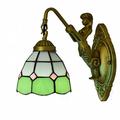 Wall Light 5.9 Inch Tiffany Style Wall Light Green Stained Glass Wall Sconce, Single Head Lamp Wall Lamp Fixture Bowl Shade Wall Lamp Industrial Wall Lamp