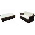 Tidyard 2 Piece Garden Lounge Set Garden Pallet Sofa Outdoor Dining Rattan Sofa Sets with Cushions Poly Rattan Brown