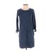 Jane and Delancey Casual Dress - Shift Crew Neck 3/4 sleeves: Blue Print Dresses - Women's Size X-Small