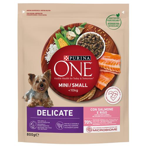 3x 800g PURINA ONE Mini Delicate Lachs & Reis Hundefutter trocken