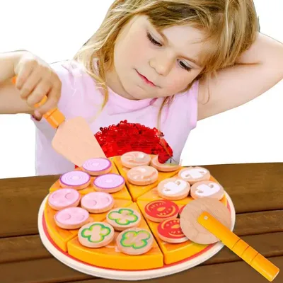 Jouet de Simulation de coupe de Pizza en bois pour enfants jeu de cuisine maison cadeau