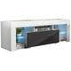 Dusine - Meuble tv spider à led en Blanc mat avec porte Noir Laqué 130 cm