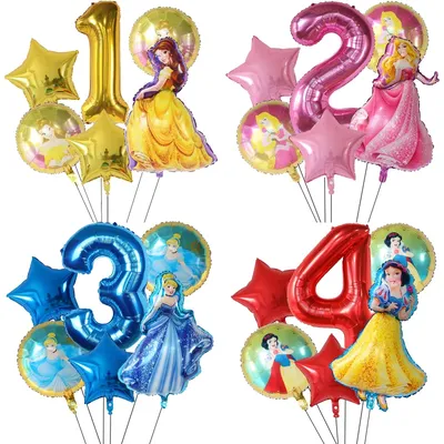 Lot de ballons en aluminium thème Disney pour fille 6 pièces princesse cloche Blanche-Neige