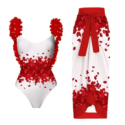 Maillot de bain une pièce rouge à fleurs sexy fermé push-up body pour femmes vêtements de