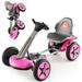 Costway Pedal Powered 4-Wheel Toy Car with Adjustable Steering Wheel and Seat-Pink