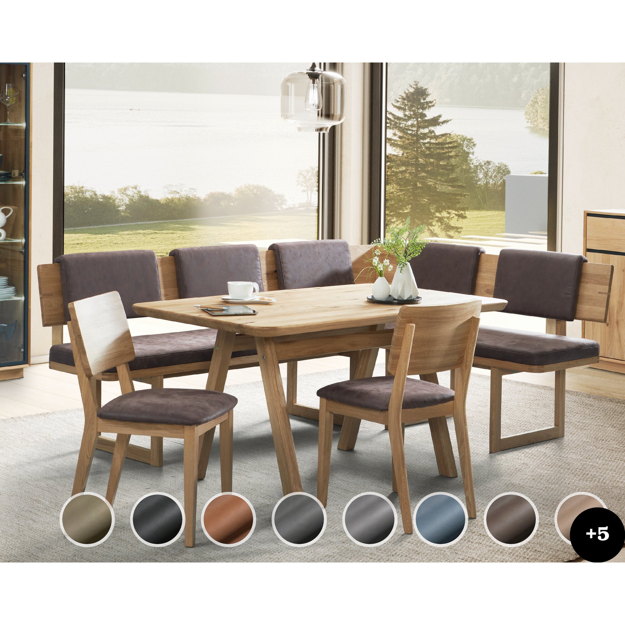 Schösswender »Deven« Eckbankgruppe I Gavin 07 hellblau / Wildeiche Samtöl