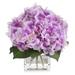 Silk Pink Hydrangea Artificial Flowers in Vase with Faux Water, Silk Flower Arrangements in Vase for Home Decor, Wedding Table