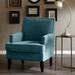 Mid Century Modern Deep Seating Accent Chairs, High Back Club Style Arm-Chair Living Room Sofa Furniture, Blue