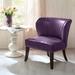 Modern Armless Accent Chair, Upholstered Leather Living Room Chairs, Elegant Seat with Nailhead Trim