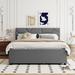 Queen Size Linen Upholstered Platform Bed with Twin XL Size Trundle and 2 drawers