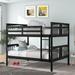 Full over Full Bunk Bed with Ladder for Bedroom, Guest Room Furniture-Gray