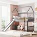 Twin Loft Bed with Slide, House Bed with Slide,Espresso