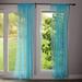 Love Fabric Floral Lace Window Curtain Panel Sheer Lace Bedroom Kitchen Dining Room Bathroom Classroom Diner Window Decor (58 Wide) (72 Tall Aqua)