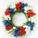 Brightly Mixed Tulips Flowers Floral Wreath Handmade Artificial Spring Green Wreaths for Front Door Any Room Indoor Outdoor Decorations Window Wall Party Home Porch Farmhouse Decor 15.7inch
