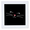 3dRose Too Cute Black Kitty Cat Face Nose and Whiskers - Quilt Square 10 by 10-inch