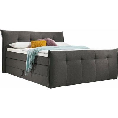 Boxspringbett "Florida", grau (anthrazit), B:205cm L:228cm, Feingewebe (100% Polyester), SET ONE BY MUSTERRING, Komplettbetten, Boxspringbett, mit Bettkasten, in 5 Liegekomfortvarianten Image