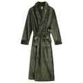 HXGpajamas Men's Coral Fleece Plus Size Bathrobe, Flannel Men's Nightgown, Full-length Full-sleeved Dressing Gown, Winter Thick And Long Kimono Bathrobe Comfortable (Color : Green, Size : X-Large)