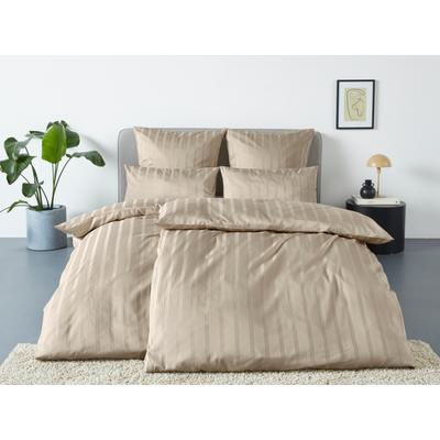 Bettwäsche "Leonore", beige, B/L: 135cm x 200cm, , Mako-Satin, B/L: 80cm x 40cm, Mako-Satin, Obermaterial: 100% Baumwolle, LEGER HOME BY LENA GERCKE, Bettwäsche, Mako-Satin Streifen aus 100% Baumwolle, Größe ab 135x200 cm Image