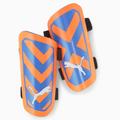 PUMA Ultra Light Strap Football Shin Guards, Ultra Orange/Blue Glimmer, size 2X Small