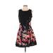 Romeo & Juliet Couture Casual Dress - Mini High Neck Sleeveless: Black Floral Dresses - Women's Size Small