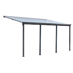 Aileenstore Terrassenüberdachung Sky Guard Aluminium 618 cm als Bausatz Sichtschienen und Hohlkammerplatten Grau Image
