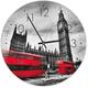 Horloge Murale Urbaine Big Ben & Bus Rouge Londres - 40 x 40 cm - Rouge