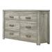 Foundry Select Yuna 59 Inch 6 Drawer Dresser, Silver Metal Bar Handles, Wood Grain Gray Wood in Brown/Gray | 37 H x 59 W x 17 D in | Wayfair