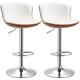 Lot de 2 tabourets de bar design réglable pivotant crème aspect bois