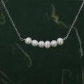 Genuine Freshwater Pearl Bar Pendant Necklace in Sterling Silver, Irregular Shaped Baroque Necklace, Delicate Keshi