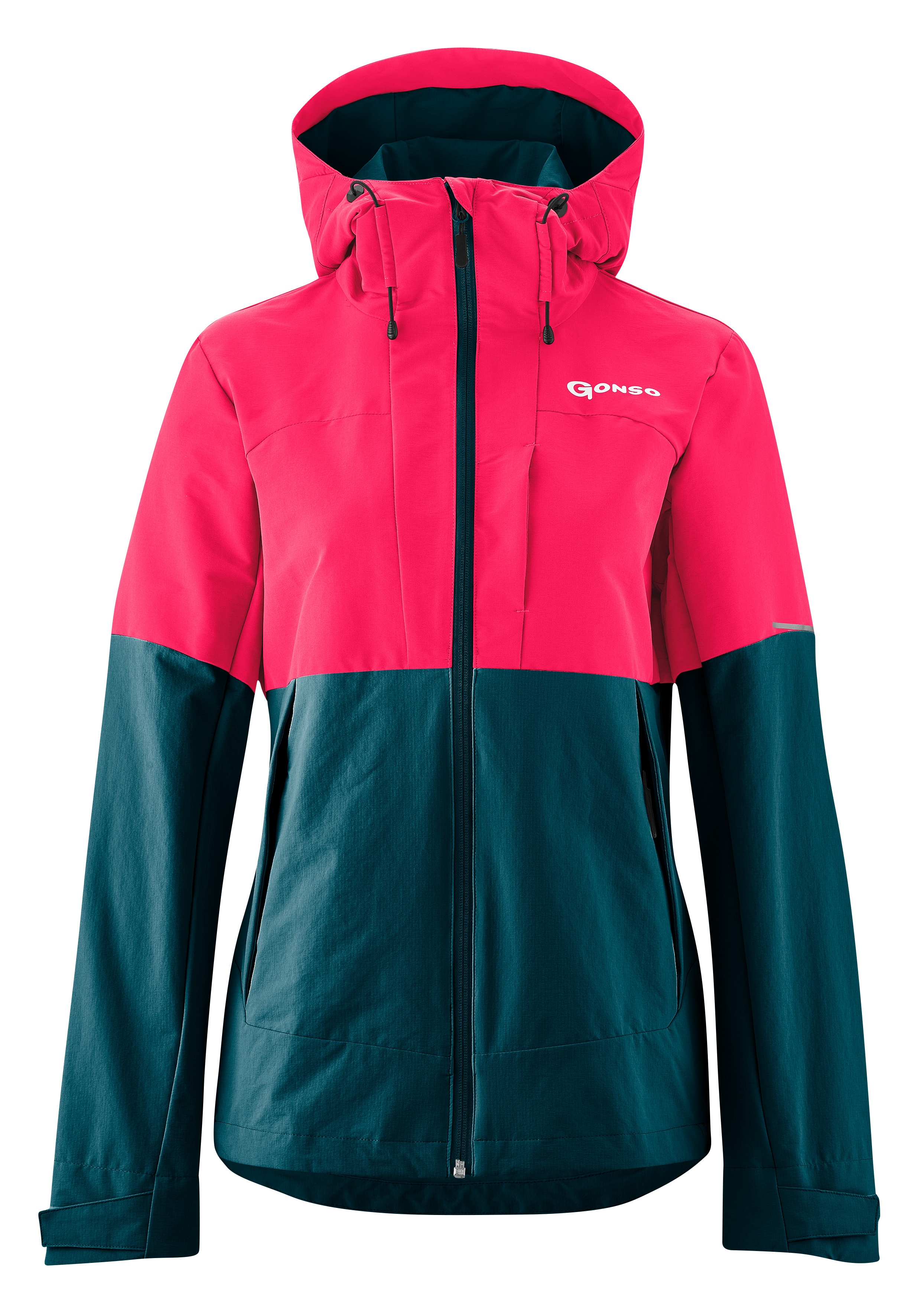 Fahrradjacke GONSO "LAVARELLA", Damen, Gr. 38, pink (neonpink), 93% Polyamid, 7% Elastan, Rundhals, Jacken, MTB-spezifischer Schnitt und Material - strapazierfähig und formstabil Image