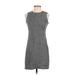 Ann Taylor Casual Dress - Shift: Gray Chevron/Herringbone Dresses - Women's Size 00 Petite