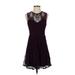 Express Casual Dress - A-Line Crew Neck Sleeveless: Purple Print Dresses - Women's Size Small