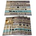Farmhouse Animals Placemats Set of 6, Cotton Linen Heat Resistant Table Mats Non-Slip Washable Farm Barn Animal Cow Pig Horse Retro Wooden Placemat for Holiday Banquet Dining Table Kitchen Decor