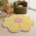Morbuy Petal Area Rugs Flower Shaped Shaggy Rug Carpets Round Large Soft Short Pile Rugs Absorb Water Anti Slip Bath Floor Mat for Bedroom Kids Room Living Room Nordic Decor (140cm,Yellow)